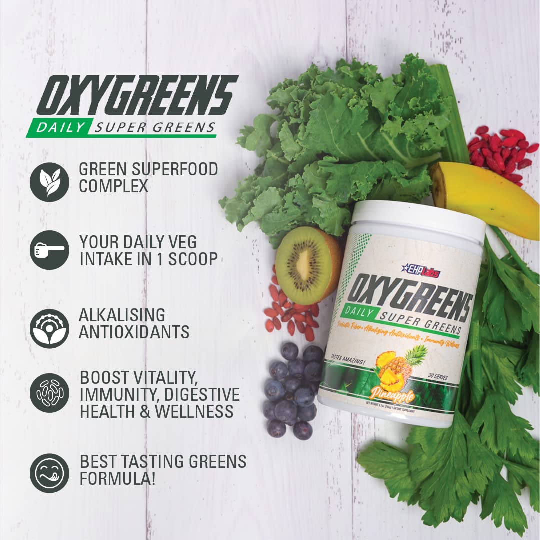 EHP Labs OxyShred + OxyGreens Bundle - Thermogenic Fat Burner & Pre Workout Powder with Clinically Proven Ingredients | Super Greens Powder with Spirulina & Antioxidants | Energy Boost for Gym, Weight Loss & Daily Detox