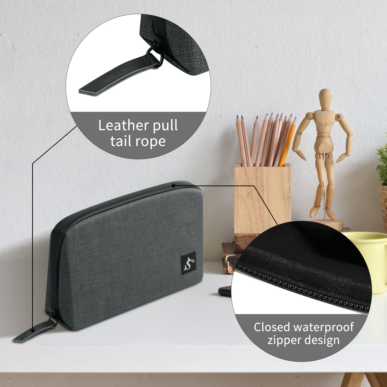 Waterproof Electronic Organizer Travel Case - Large Dark Gray Cable Storage Bag for Chargers, Hard Drives & Power Banks | Perfect for Travel, Office & Daily Organization