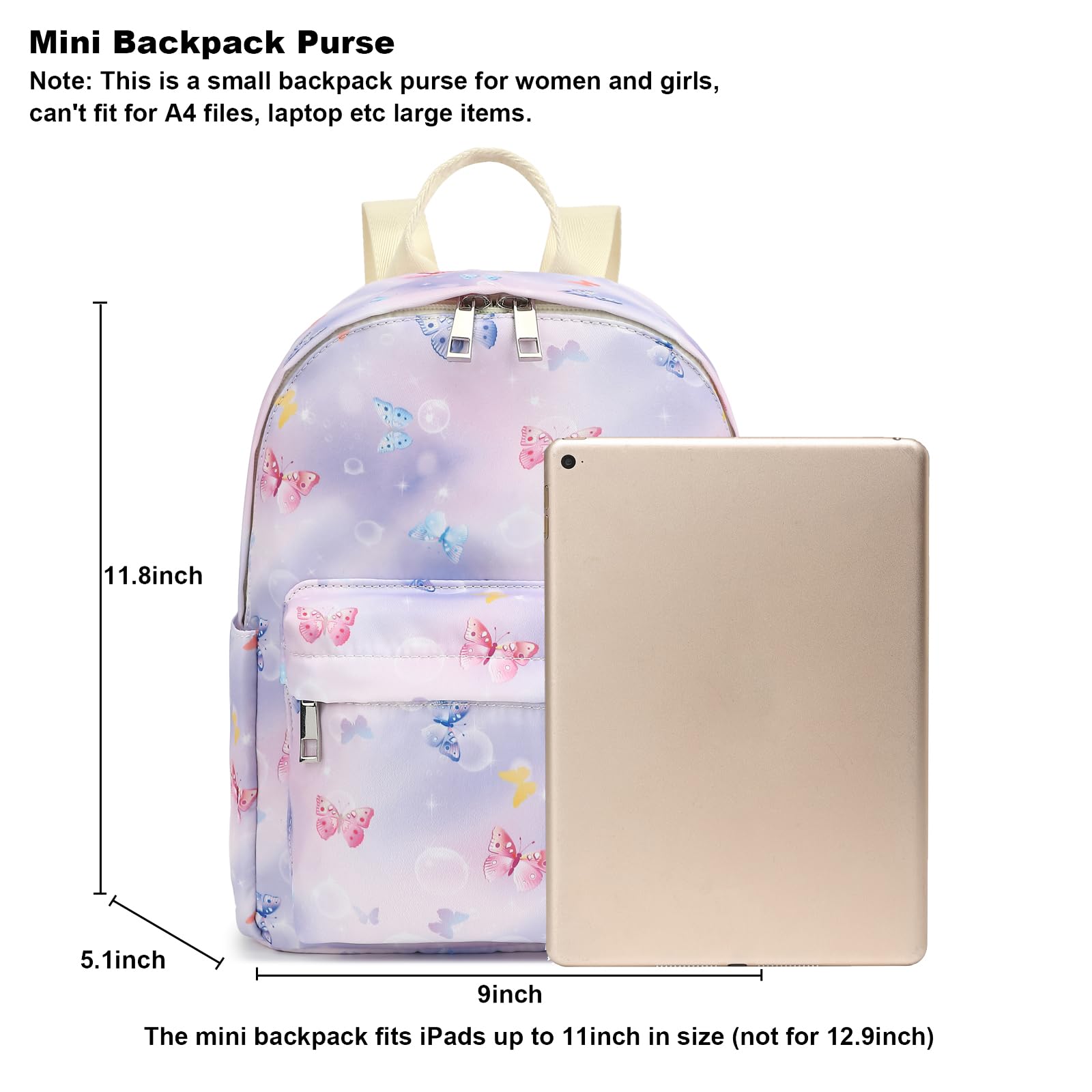 Butterfly Mini Backpack for Women & Girls - Small Cute Backpack Purse for School, Travel, Work & Daily Use | Lightweight Durable Design for Teens & Adults