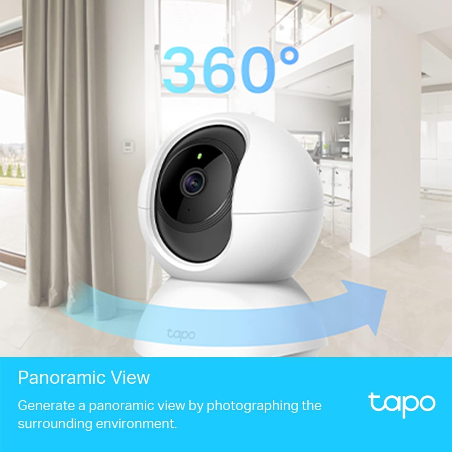Tapo C210 2K 3MP Indoor Pan/Tilt Security Camera - WiFi Smart Home Surveillance with AI Motion Detection, 360° View & Night Vision - No Monthly Fee - Works with Alexa & Google Home - Ideal for Baby Monitoring, Pet Watching & House Security