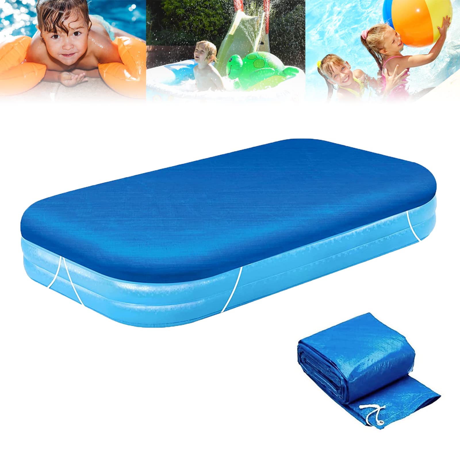 **Inflatable Pool Cover 8.6 x 5.7ft - Heavy Duty Rectangular Swimming Pool Cover, Dustproof Rainproof Waterproof Cover for Outdoor Inflatable Pools - Perfect for Garden, Backyard & Family Use**