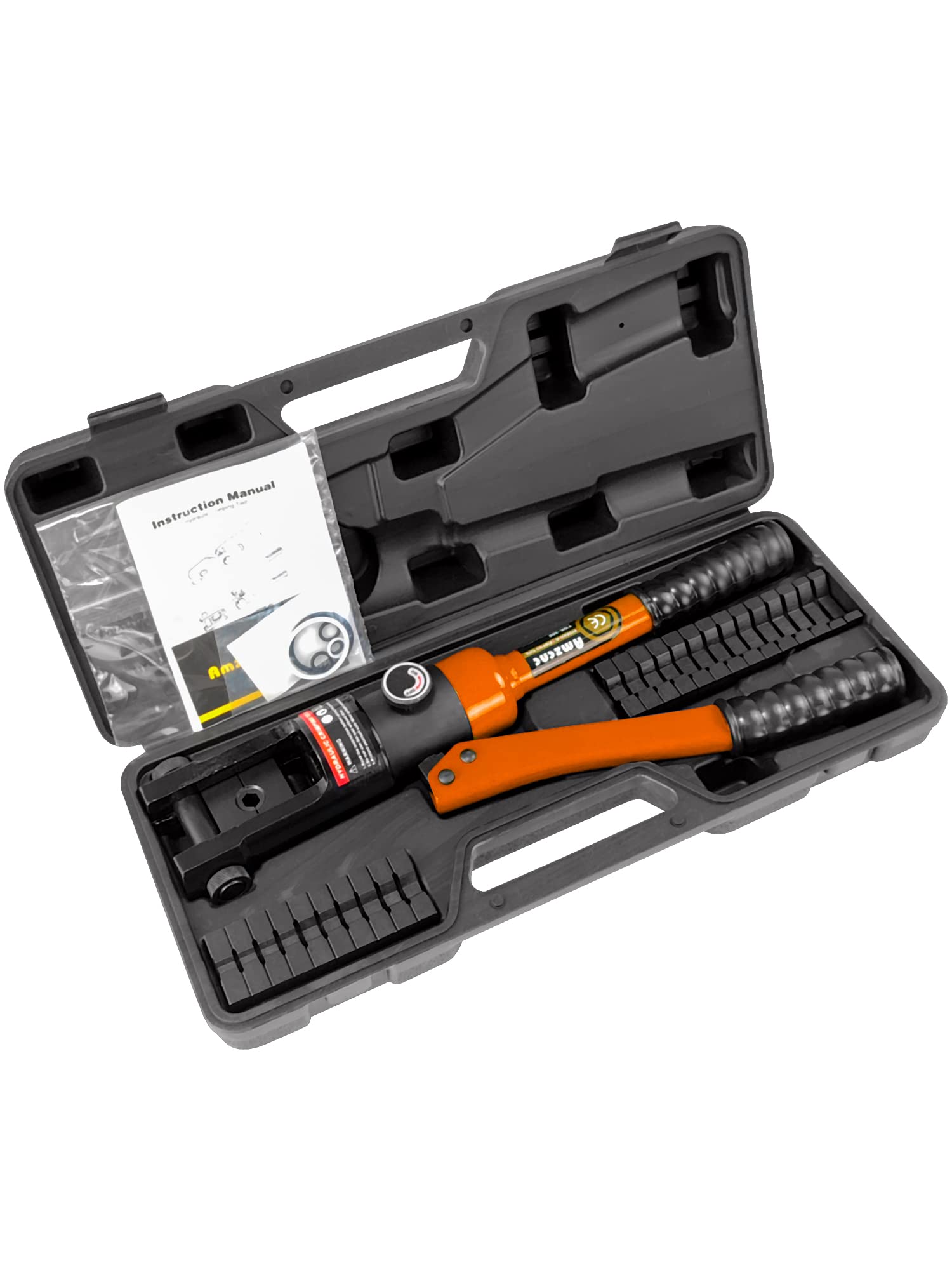 16 Ton Hydraulic Wire Crimper Tool with 13 Pairs Standard US Dies - Crimps 6 AWG to 600 MCM Battery Cables & Lugs | Professional Electrical, Automotive & Marine Wiring Applications