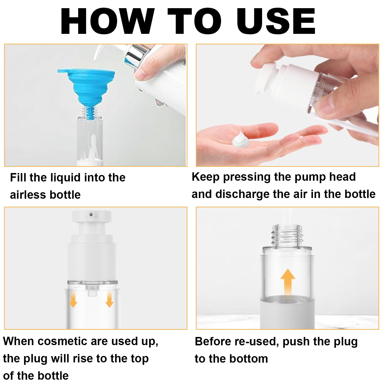 40 PCS 0.5 Oz 15ml Airless Pump Bottles - Travel Size Empty Cosmetic Containers for Lotion, Foundation, Moisturizer & Shampoo | Refillable Leak-Proof Toiletry Dispensers | Perfect for Travel, Gym & Home Use