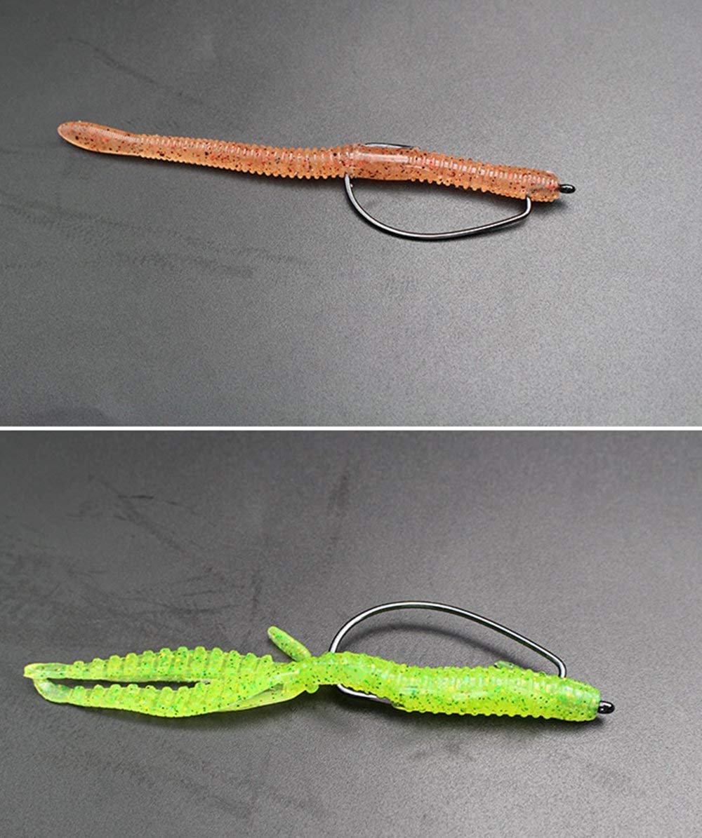 50pcs 1/0-5/0 Wide Gap Offset Worm Hooks - Premium Jig Fishing Hooks Set for Bass, Trout, and Freshwater Fishing - Ideal for Soft Plastic Baits and Texas Rigging