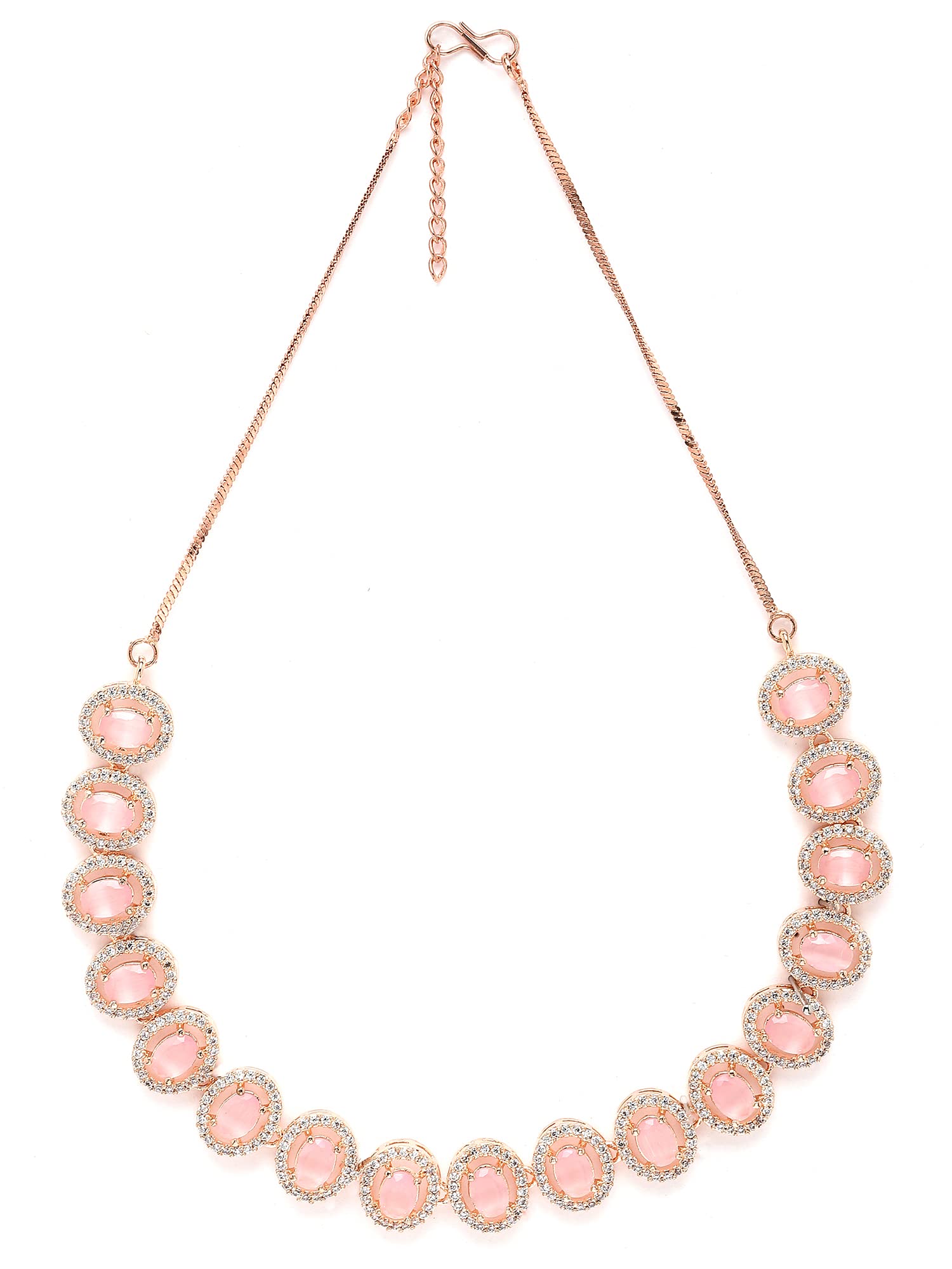 Karatcart Pink CZ Studded Rose Gold Plated Necklace Set for Women | Elegant Jewelry Gift for Valentine's Day, Anniversary & Special Occasions