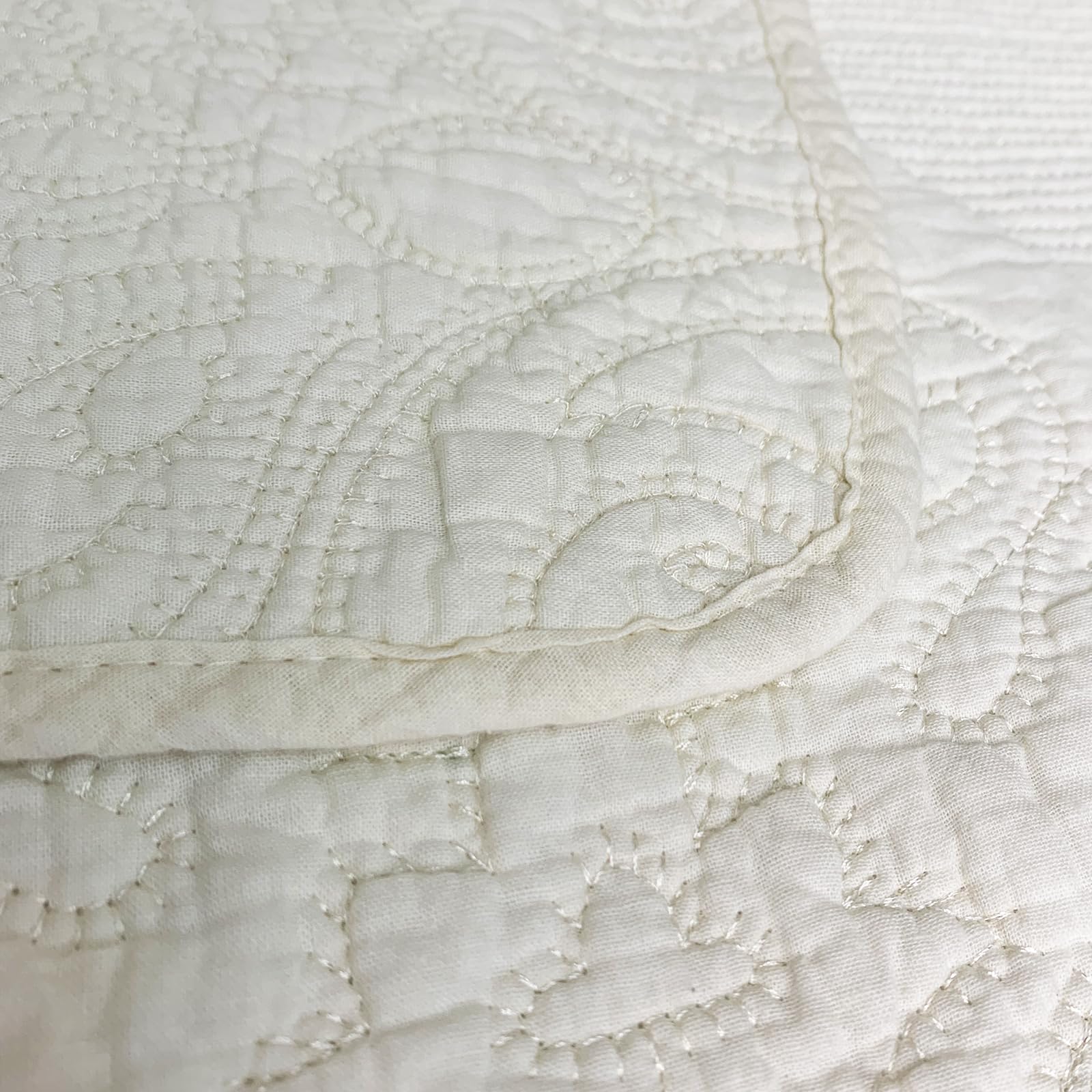ABREEZE Luxury Beige Paisley Quilt Bedding Set - 100% Cotton Queen Size Bedspread Coverlet - Farmhouse Style Comforter Set for Cozy Bedroom Decor | Perfect for Master Bedroom, Guest Room & Vacation Homes