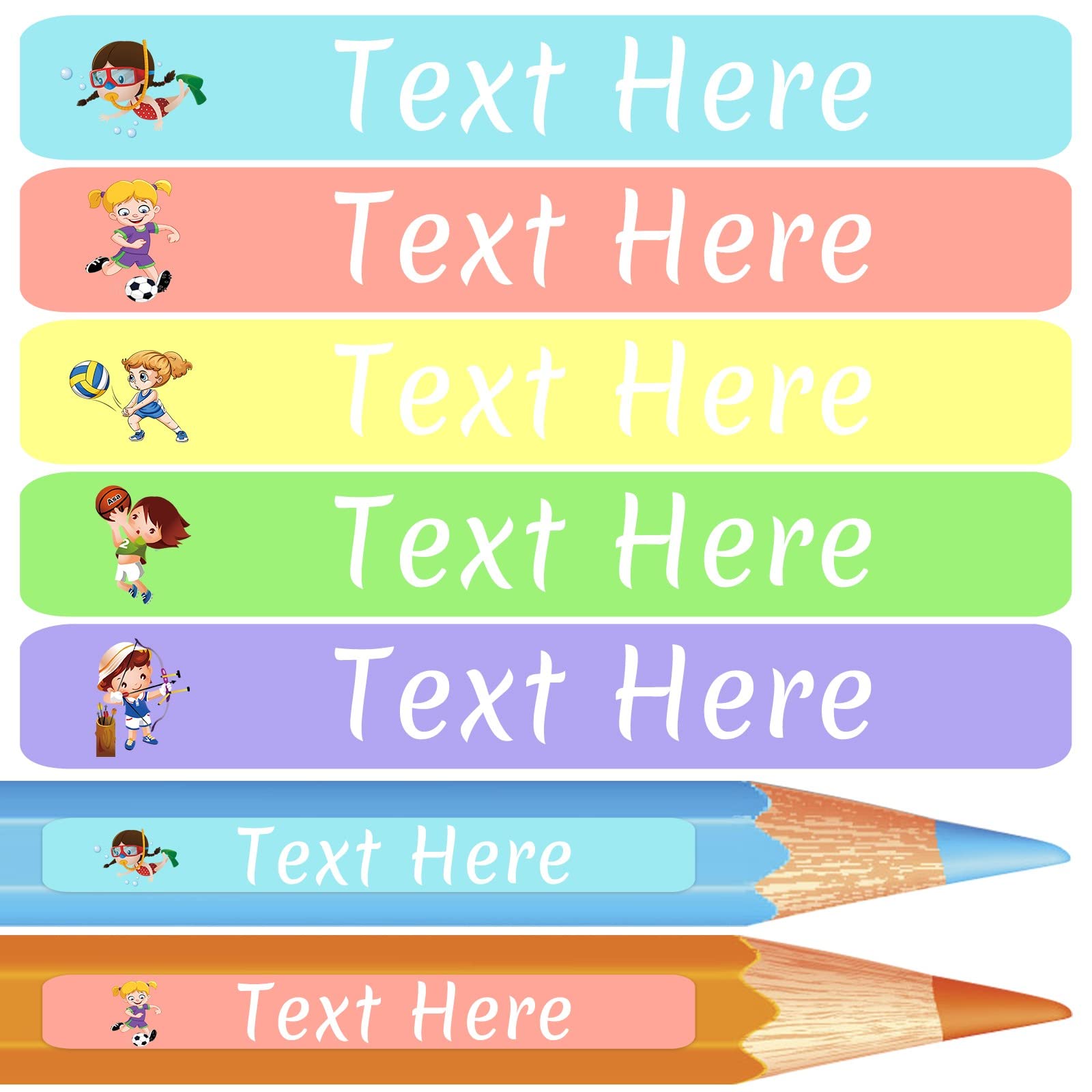 100PCS Personalized Waterproof Name Labels for Kids - Custom Stickers for School Supplies, Books, Bottles, Lunch Boxes (2.36