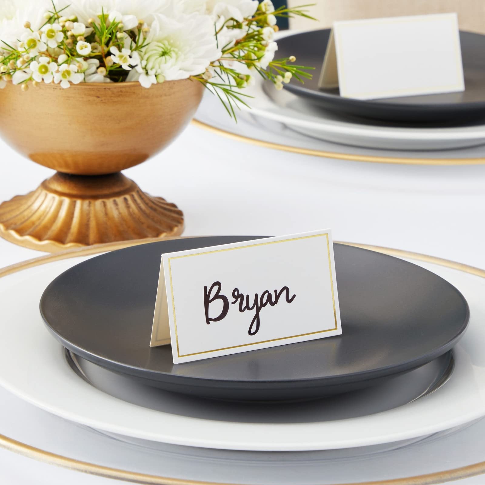 100 Pack Gold Wedding Place Cards - Blank Table Name Cards for Reserved Seating, Birthday Banquets & Special Events - Elegant Table Setting Decor for Weddings, Parties & Formal Dinners
