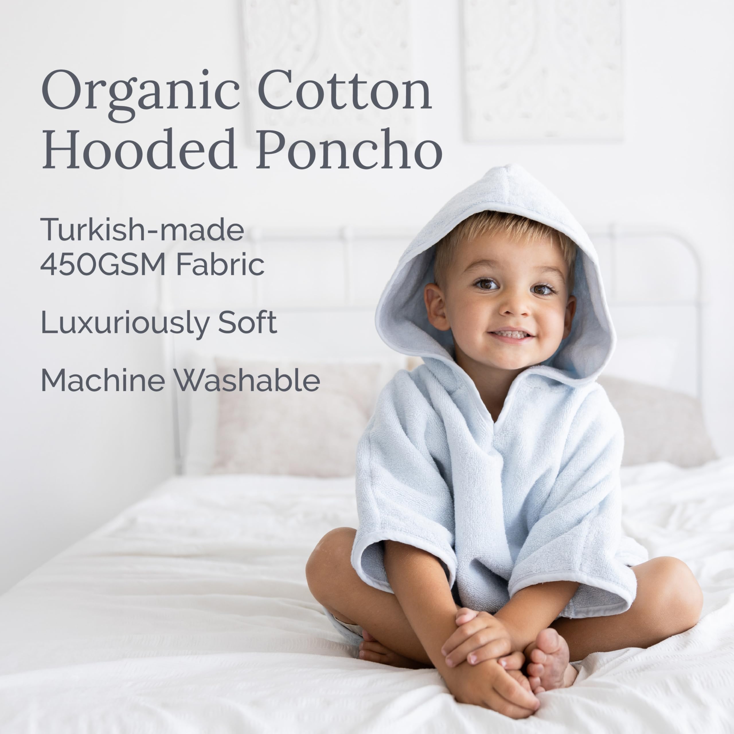 Natemia Organic Hooded Baby Towel - Ultra Soft & Absorbent Cotton Newborn Bath Towel, Kids Hooded Towel Wrap for Boys & Girls, Baby Robe & Bath Essentials - Perfect for Post-Bath, Swimming & Photo Shoots