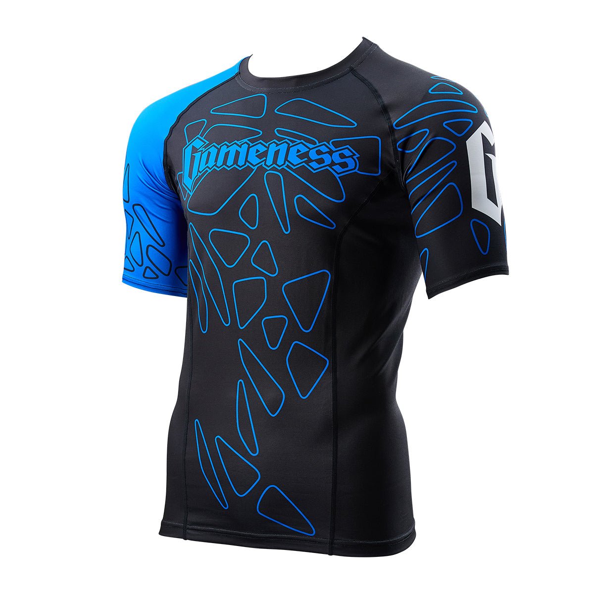 Gameness Men's Short Sleeve Pro Ranked Rash Guard - BJJ MMA Training Shirt for Grappling, Jiu-Jitsu & Combat Sports - Moisture Wicking & UV Protection