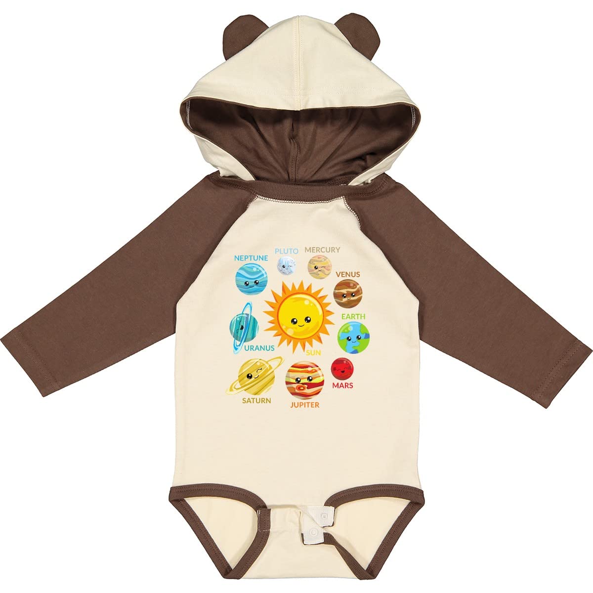 Inktastic Cute Planets Solar System Space Cosmos Galaxy Long Sleeve Baby Bodysuit - Perfect for Astronomy Lovers, Space-Themed Nursery, and Cosmic Photo Shoots