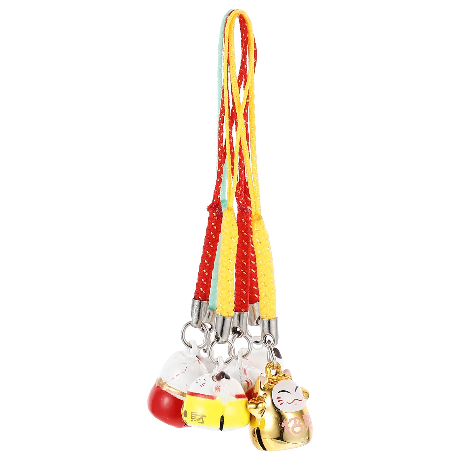 6pcs Japanese Fortune Cat Keychain Set - Cute Car Decor Hanging Pendants, Keyring Charms & Tote Bag Accessories | Perfect for Car Interior, Purse Charms & Gift Giving