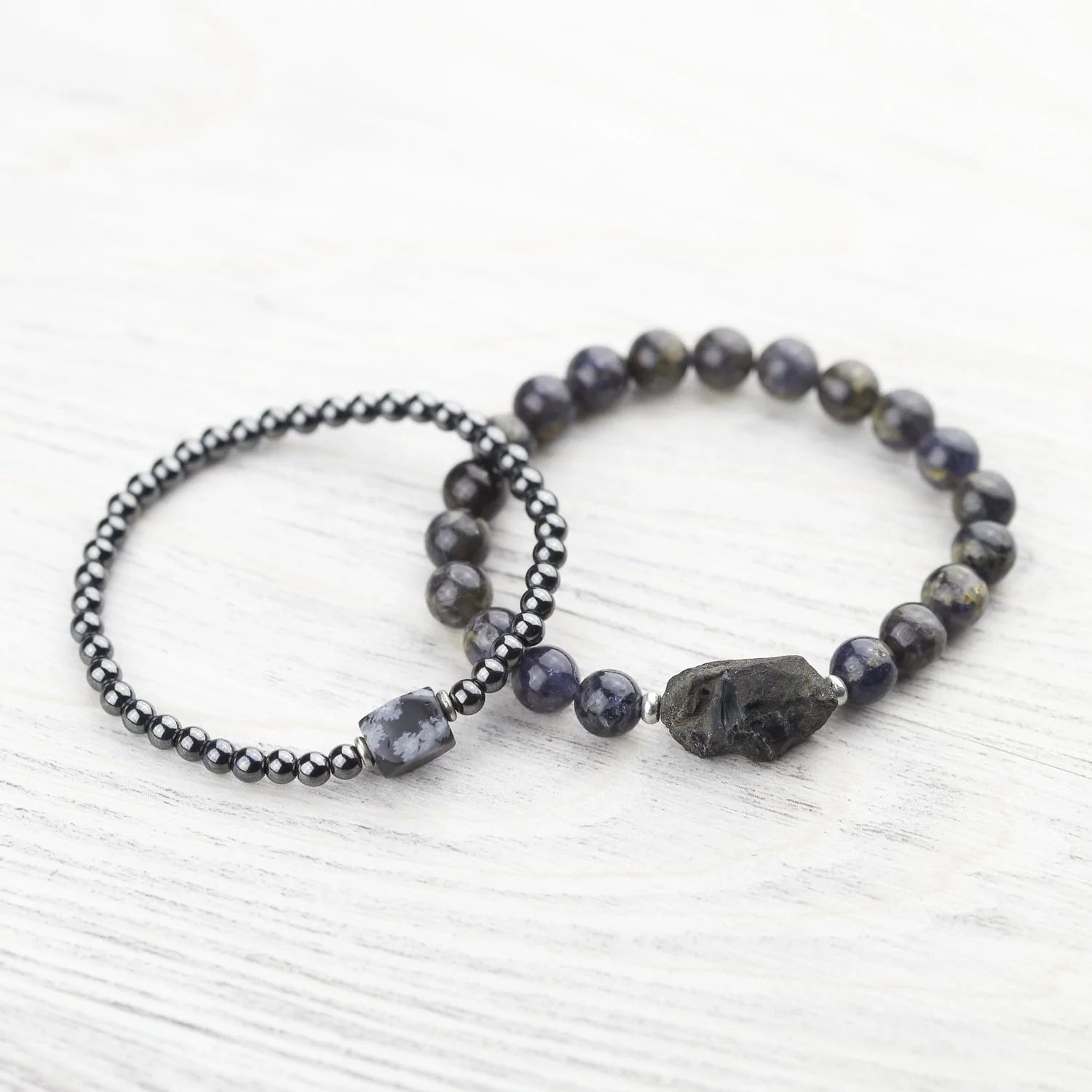 Hematite & Obsidian Lunar Bracelet for Women - Healing Crystal Energy Bracelet for Protection, Balance & Positive Vibes | Perfect for Meditation, Yoga & Spiritual Healing