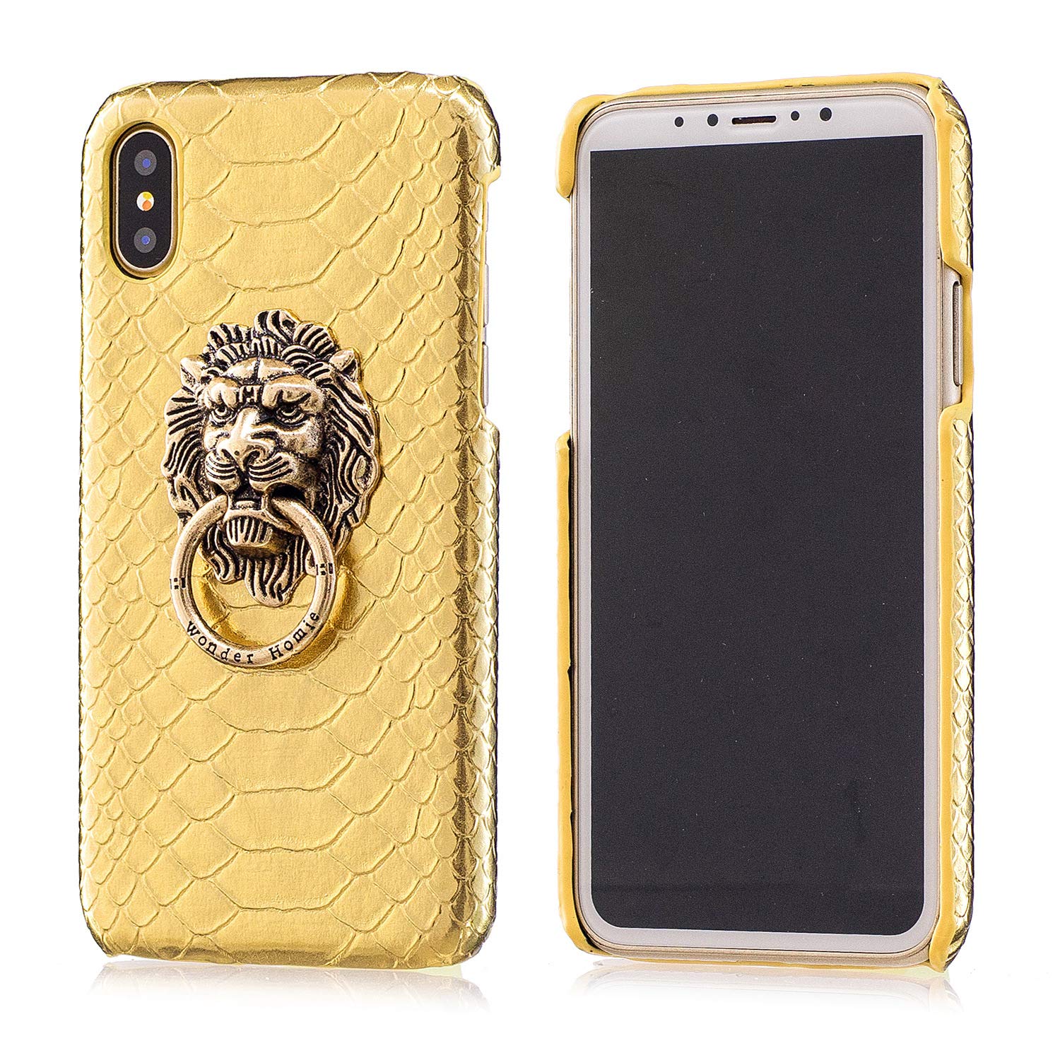 BONTOUJOUR iPhone 13 Pro Max Case - Luxury Chinese Lion Head Design with Ring Holder, Ultra Slim Protective Phone Cover (Gold) | Perfect for Daily Use, Travel & Gift Giving