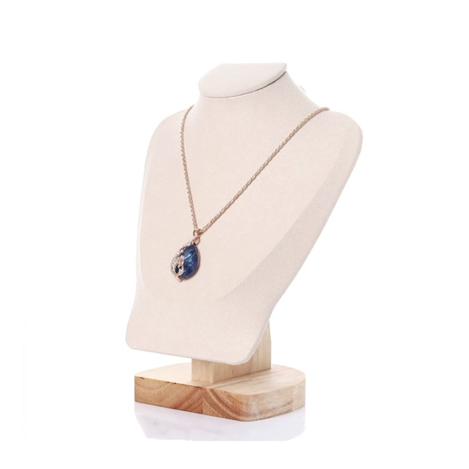 Velvet Jewelry Display Stand - Large Beige Necklace Bust Hanger for Pendants & Chains - Perfect for Boutique, Jewelry Store & Home Organizer