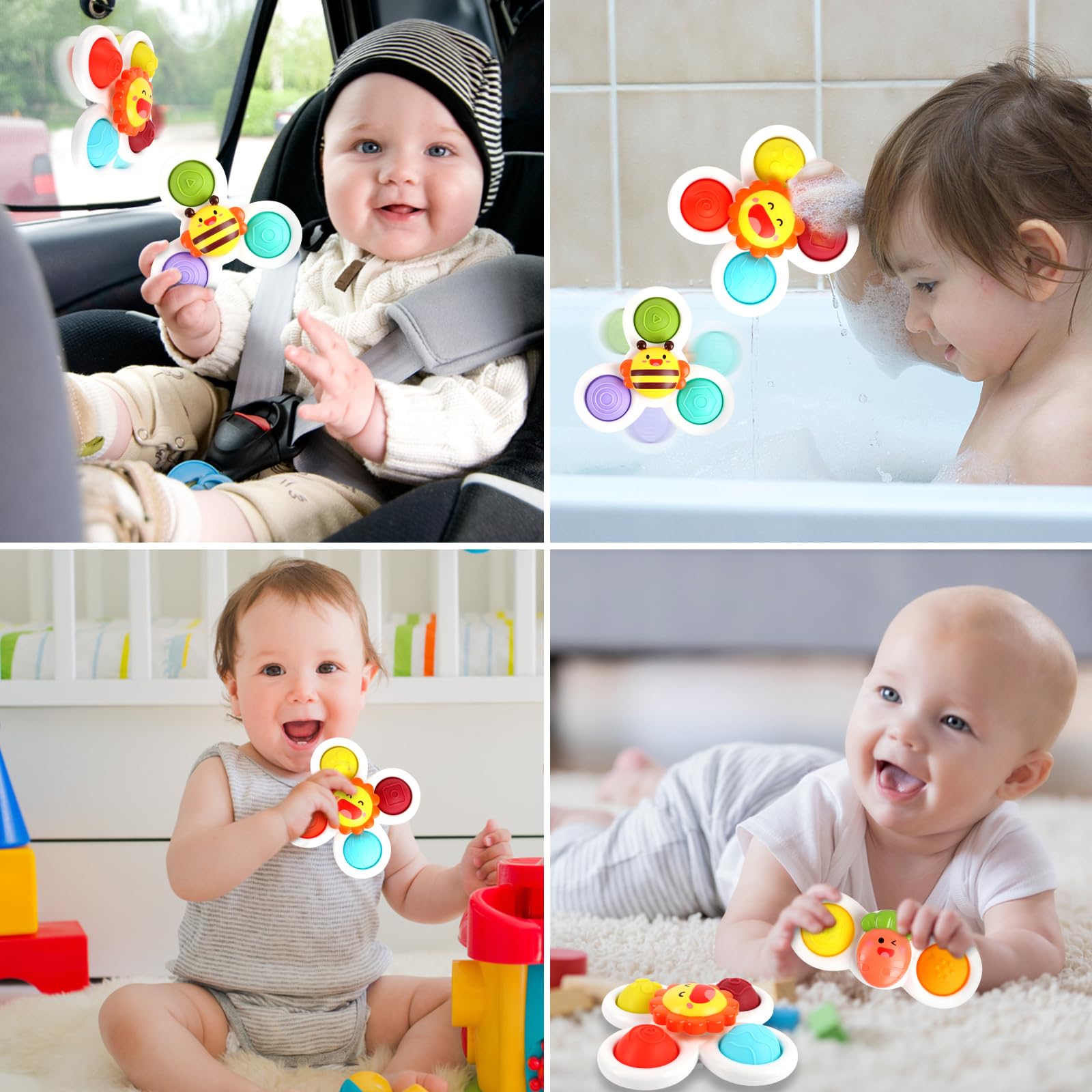 **3-Piece Baby Bath Toys Set - Fun Rotating & Suction Learning Toys for Toddlers, Boys & Girls - Perfect Christmas & Birthday Gifts for Kids (Bathtub, Pool & Playtime Fun)**