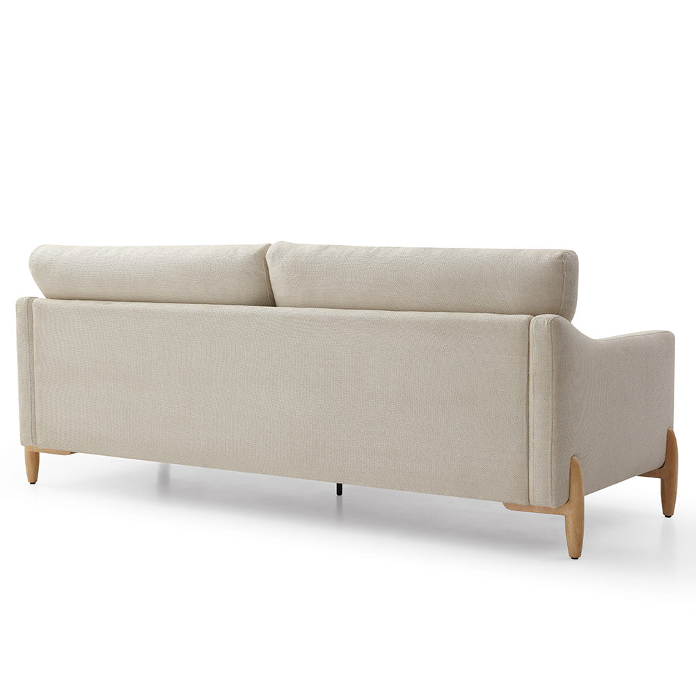 VIENNA 3 Seater Sofa - Modern Beige Fabric Couch with Oak Wood Legs | Comfortable Living Room Furniture for Small Spaces & Apartments