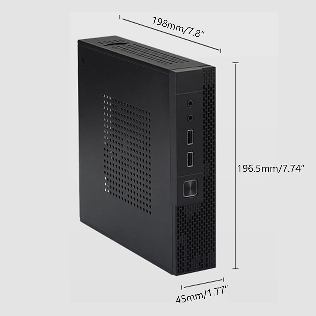 QX02 Mini-ITX HTPC Case - Compact Micro ATX Computer Chassis for Home Theater PC with 2 USB Ports | Perfect for Living Room Media Centers & Small Form Factor Desktop Builds