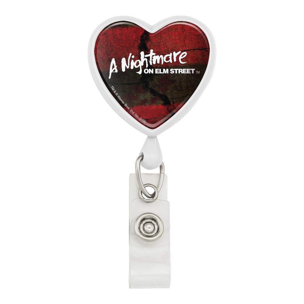 Nightmare on Elm Street Logo Heart Lanyard - Retractable Badge Reel & ID Card Holder for Work, School, Conventions and Horror Fans