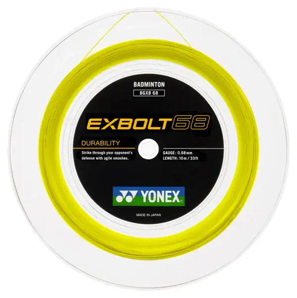 Yonex Exbolt 68 Badminton String [200m Reel] - High Performance Badminton Racket String for Professional Players - Perfect for Tournament Play & Training Sessions