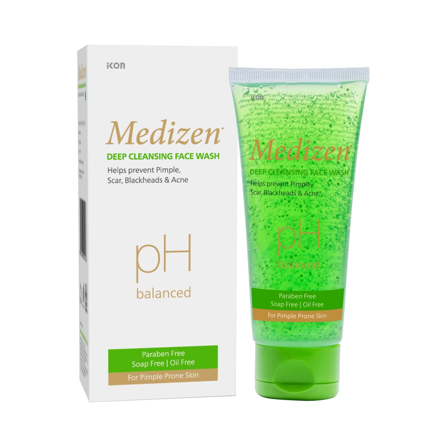 Medizen Deep Cleansing Face Wash 100ml - Oil Free, Soap Free, Paraben Free with Neem, Aloe Vera & Tulsi for Acne Control & Glowing Skin | pH Balanced Gentle Cleanser for Daily Use | Perfect for Morning & Night Skincare Routine