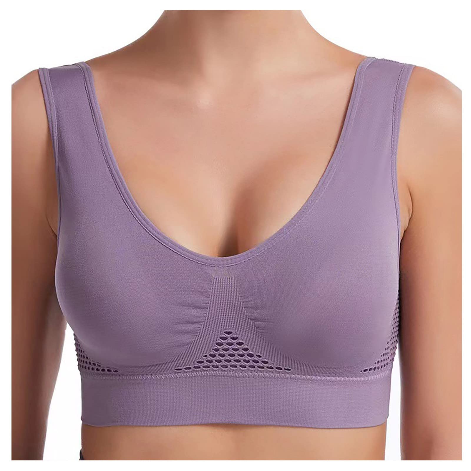 Seamless Bras for Women - Yoga, Sleep & Everyday Wear - No Bulge, Wide Straps & Removable Pads - Ultra Soft Bralette for Comfort