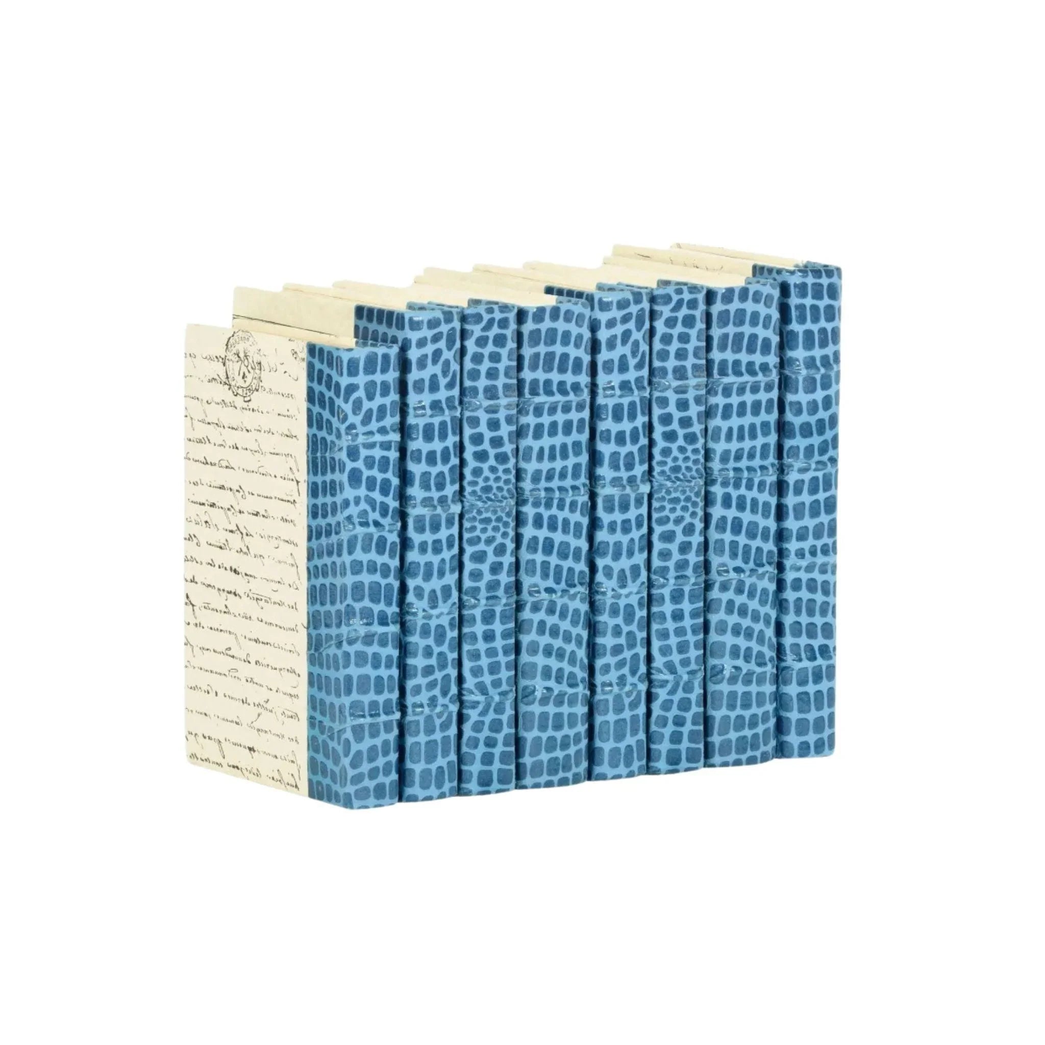 Faux Crocodile Blue Decorative Books - Elegant Home Decor for Bookshelves, Coffee Tables & Office Spaces