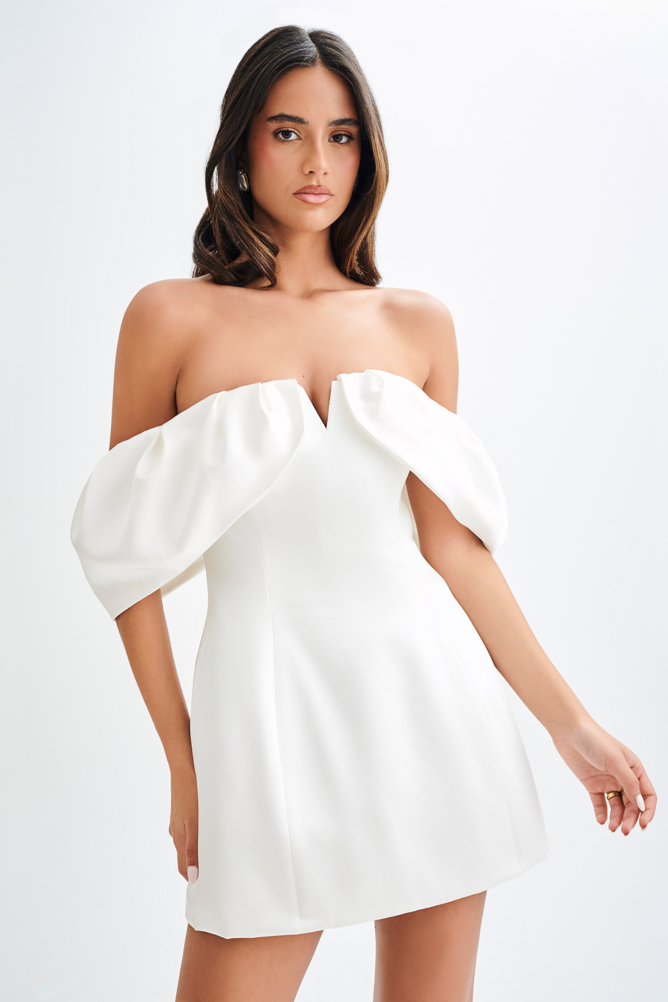 Portia Off Shoulder Satin Corset Dress - Elegant White Corset Top for Women | Perfect for Evening Parties, Weddings & Date Nights