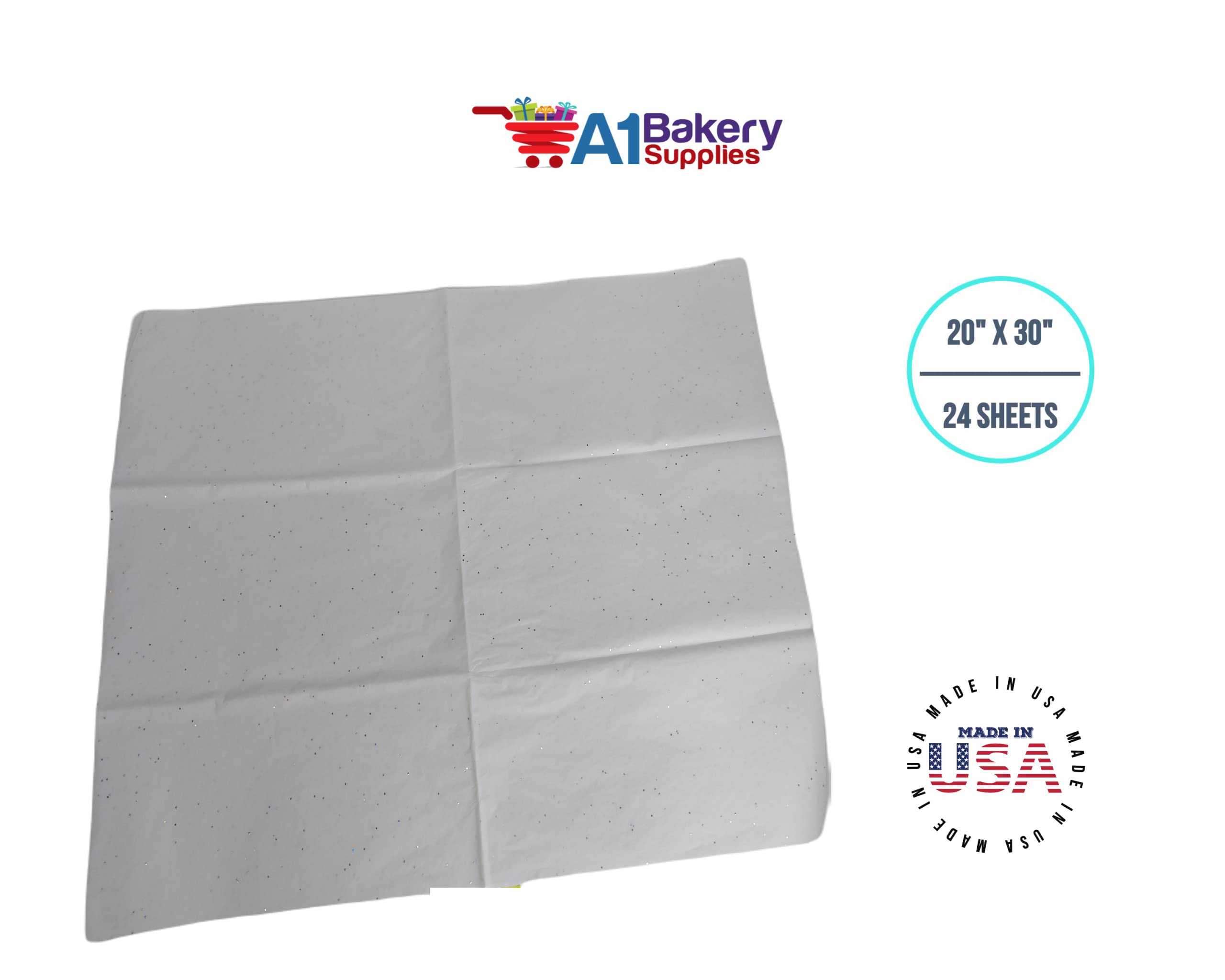 Premium White Sparkle Gift Wrap Tissue Paper with Diamond Glitter - 20