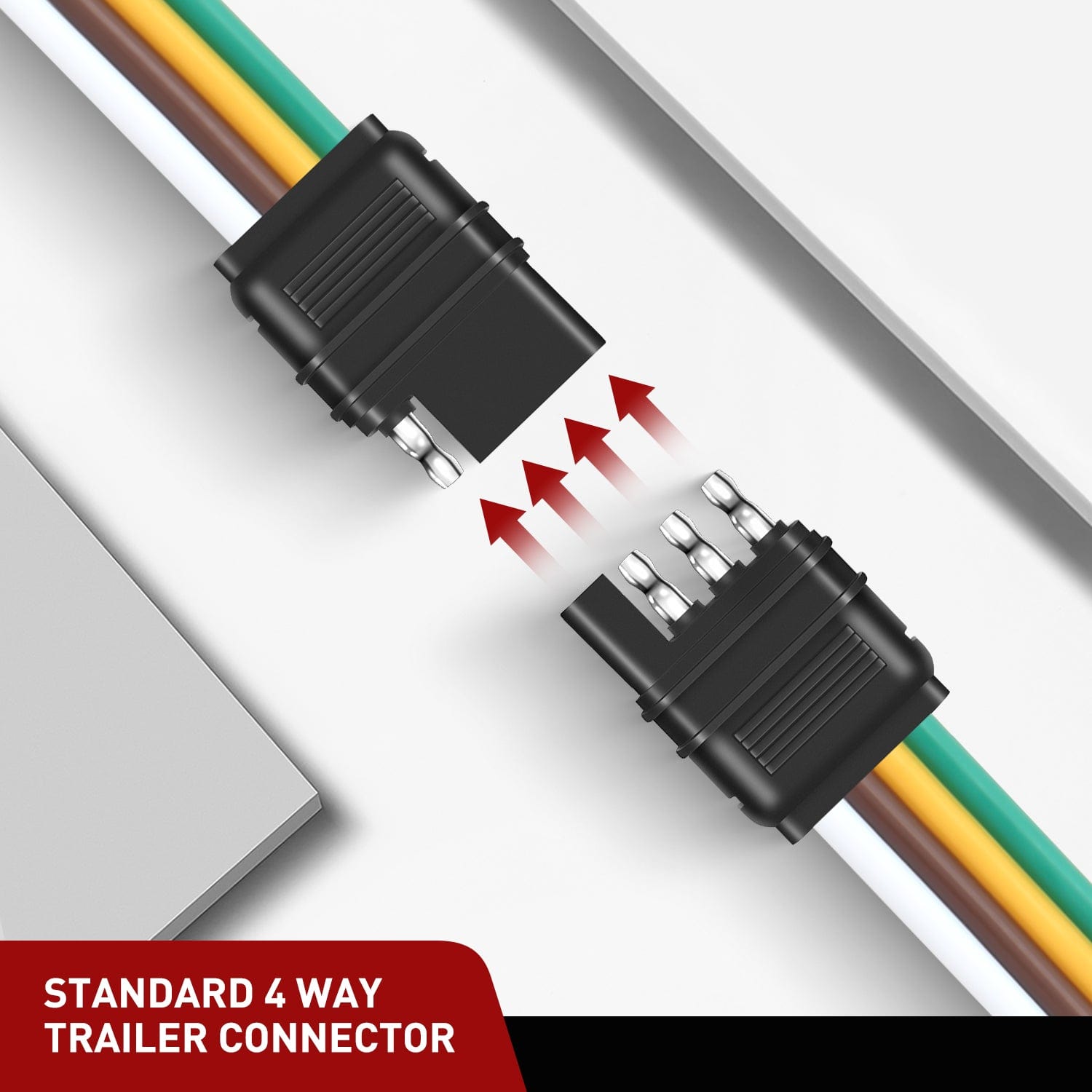 25 Inch 18AWG 4 Pin Trailer Wire - Heavy Duty Electrical Cable for Boat, RV, and Utility Trailer Wiring - Perfect for Towing, Brake Lights, and Turn Signals