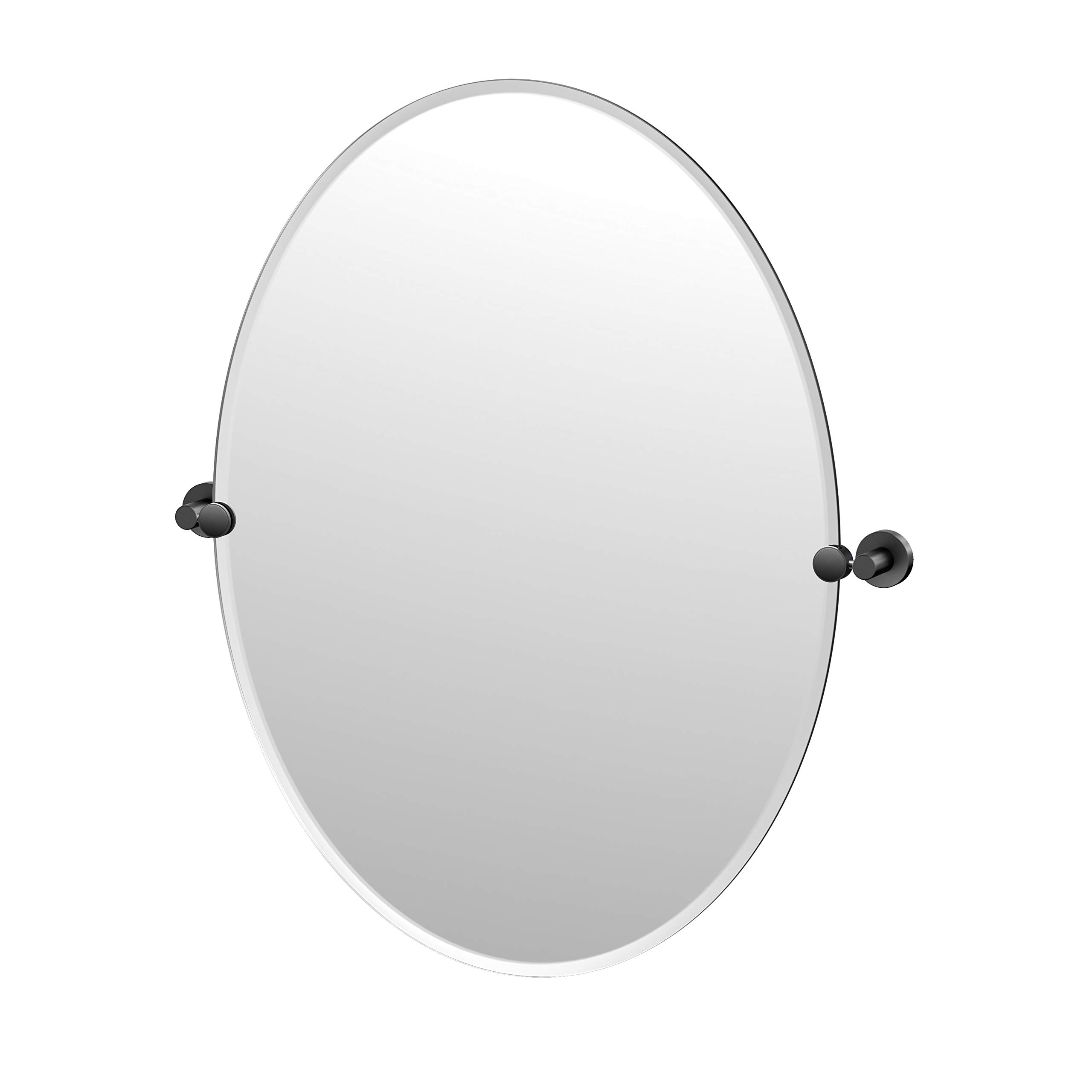 Gatco 4639MXLG 32-Inch Frameless Oval Bathroom Mirror - Matte Black Finish for Modern Vanity & Bedroom Decor