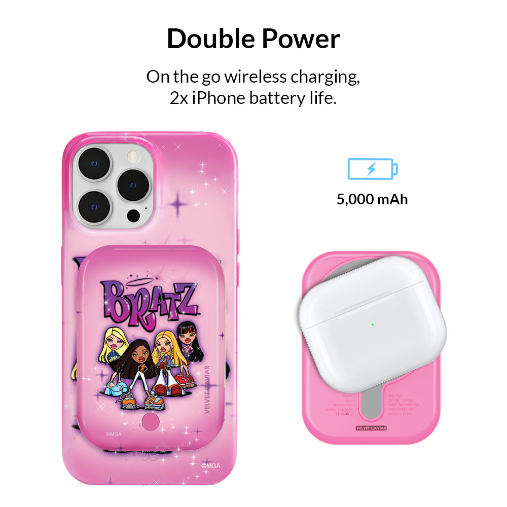 Bratz Airbrush Angelz MagSafe Battery Pack - Portable Charger for iPhone 12/13/14, Fast Wireless Charging, 5000mAh Power Bank - Perfect for Travel, Work, and Everyday Use
