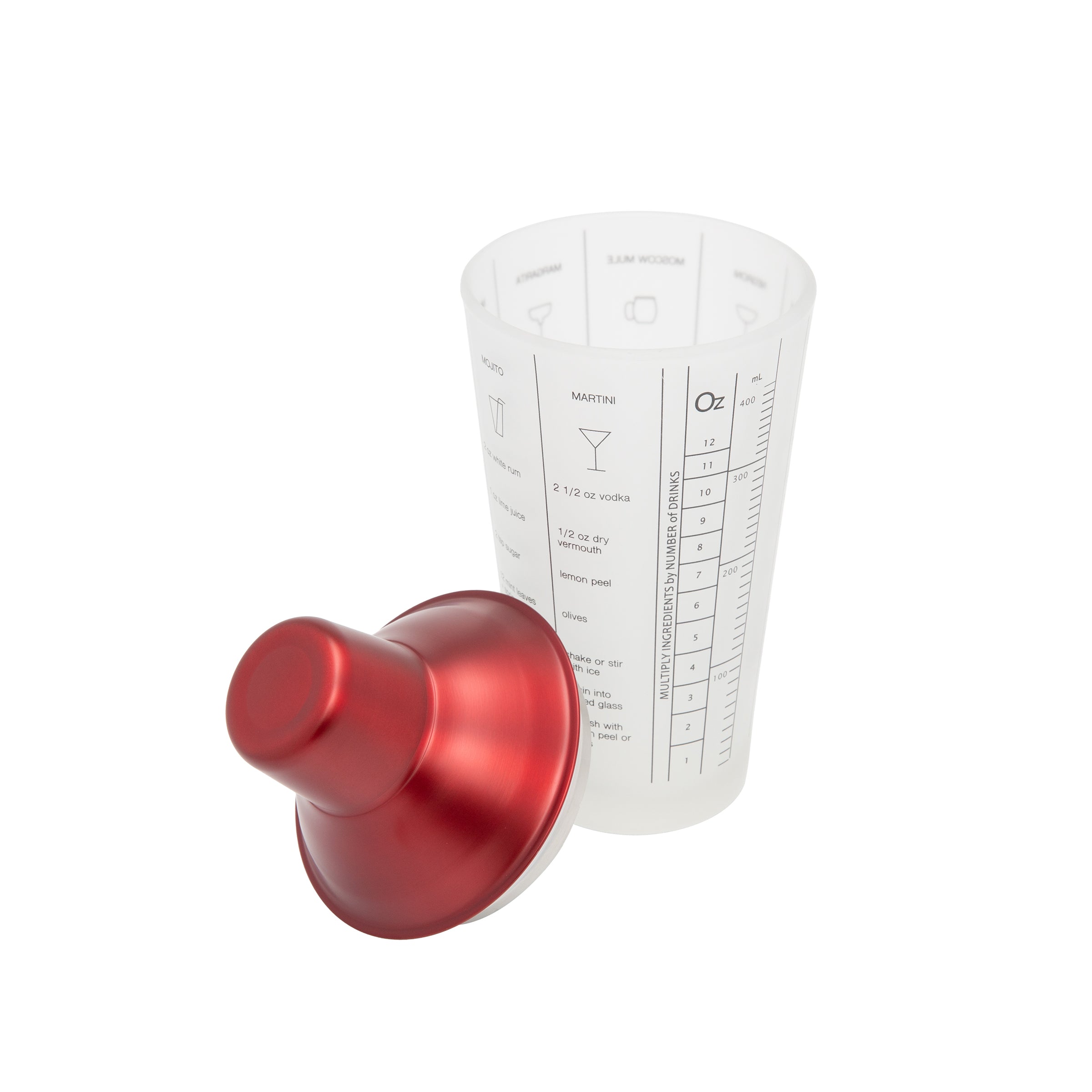 Premium Red Stainless Steel Cocktail Shaker Set - Bartender Mixing Tool for Margaritas, Martinis & Mojitos - Perfect for Home Bars, Parties & Professional Use