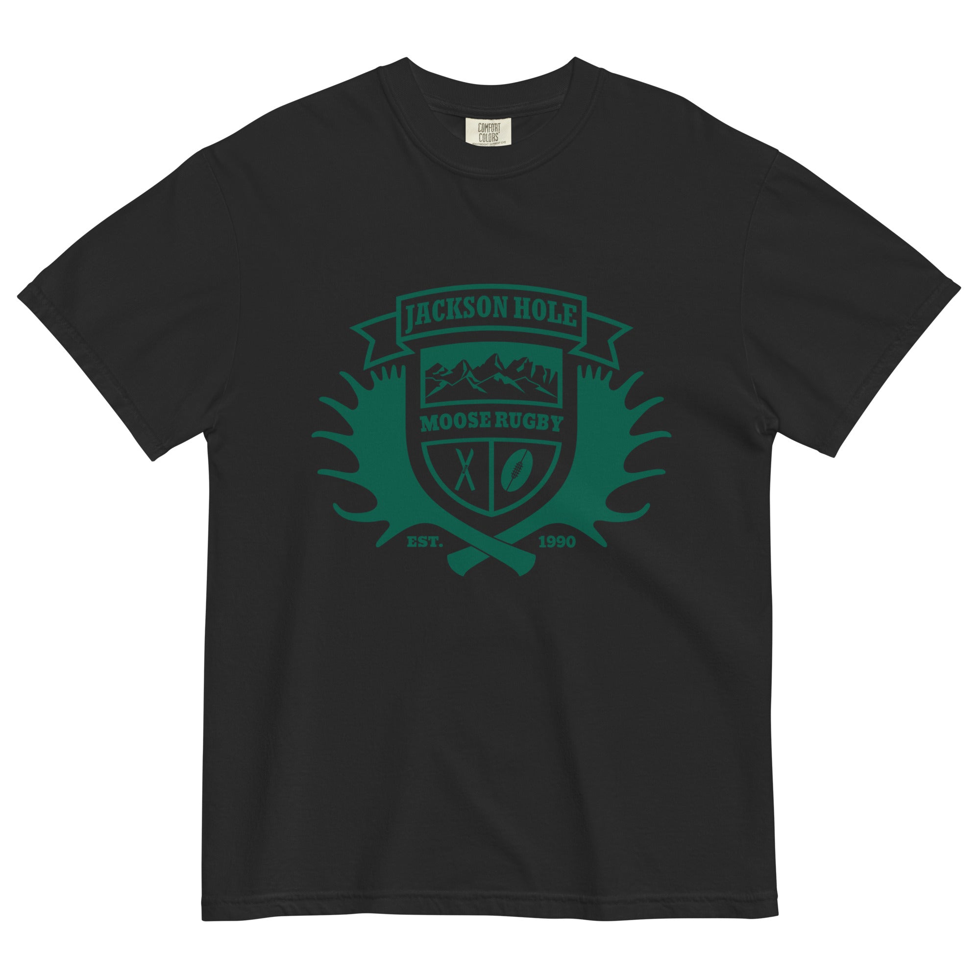 JH Moose Rugby Garment Dyed T-Shirt for Men | Vintage Washed Cotton Tee | Casual Wear & Sports Outfits