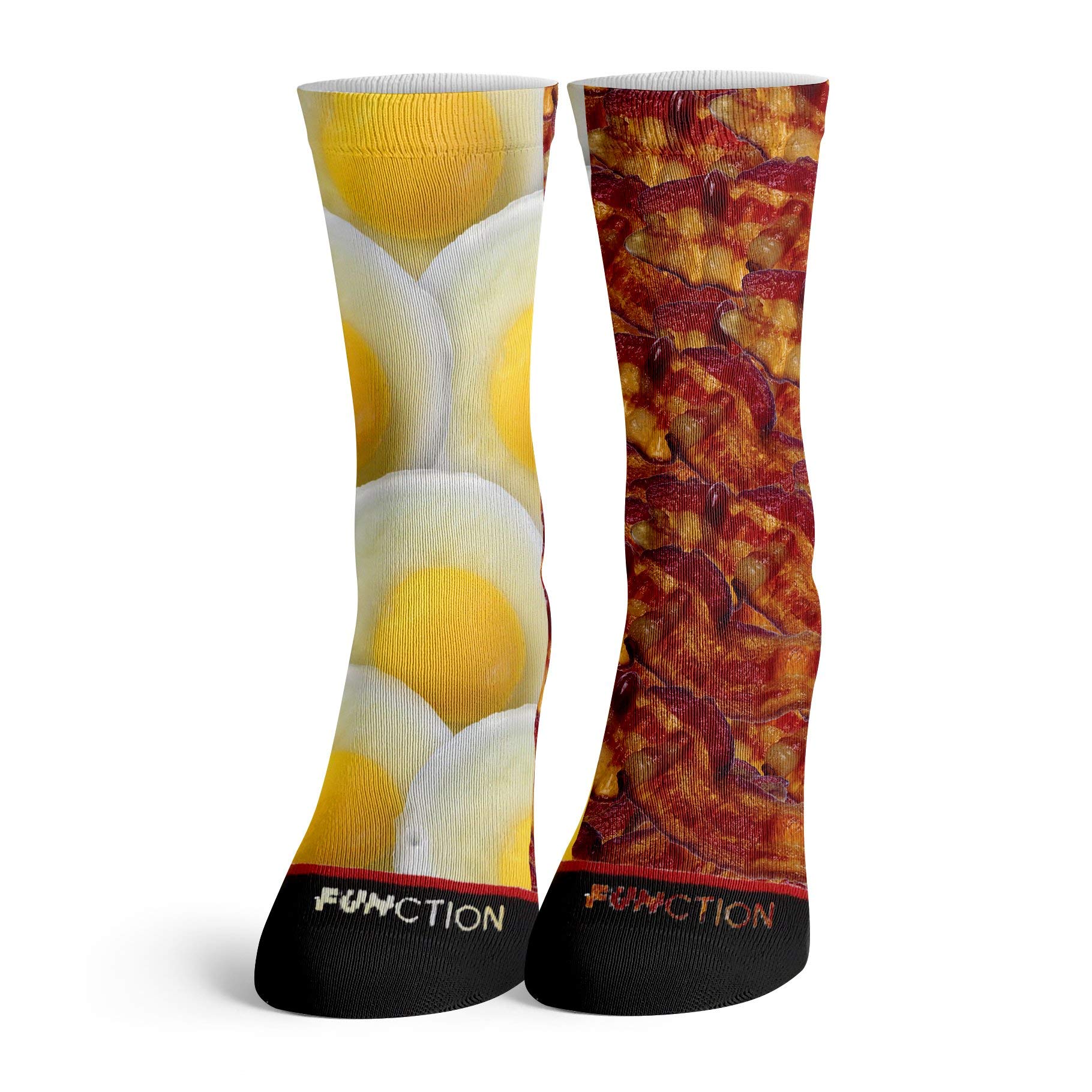Bacon and Eggs Pattern Funny Novelty Socks - Comfortable Crew Socks for Men & Women - Perfect for Breakfast Lovers, Gifts, and Casual Wear