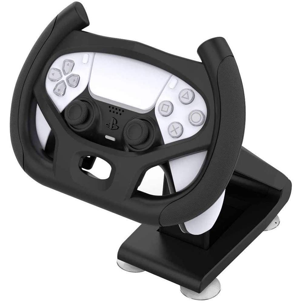 PS5 Steering Wheel Controller Set with Stand & Mount for Sony Playstation 5 DualSense - 4 Suction Cup Table Mounts (Controller Not Included) - Perfect for Racing Games & Simulation Gaming