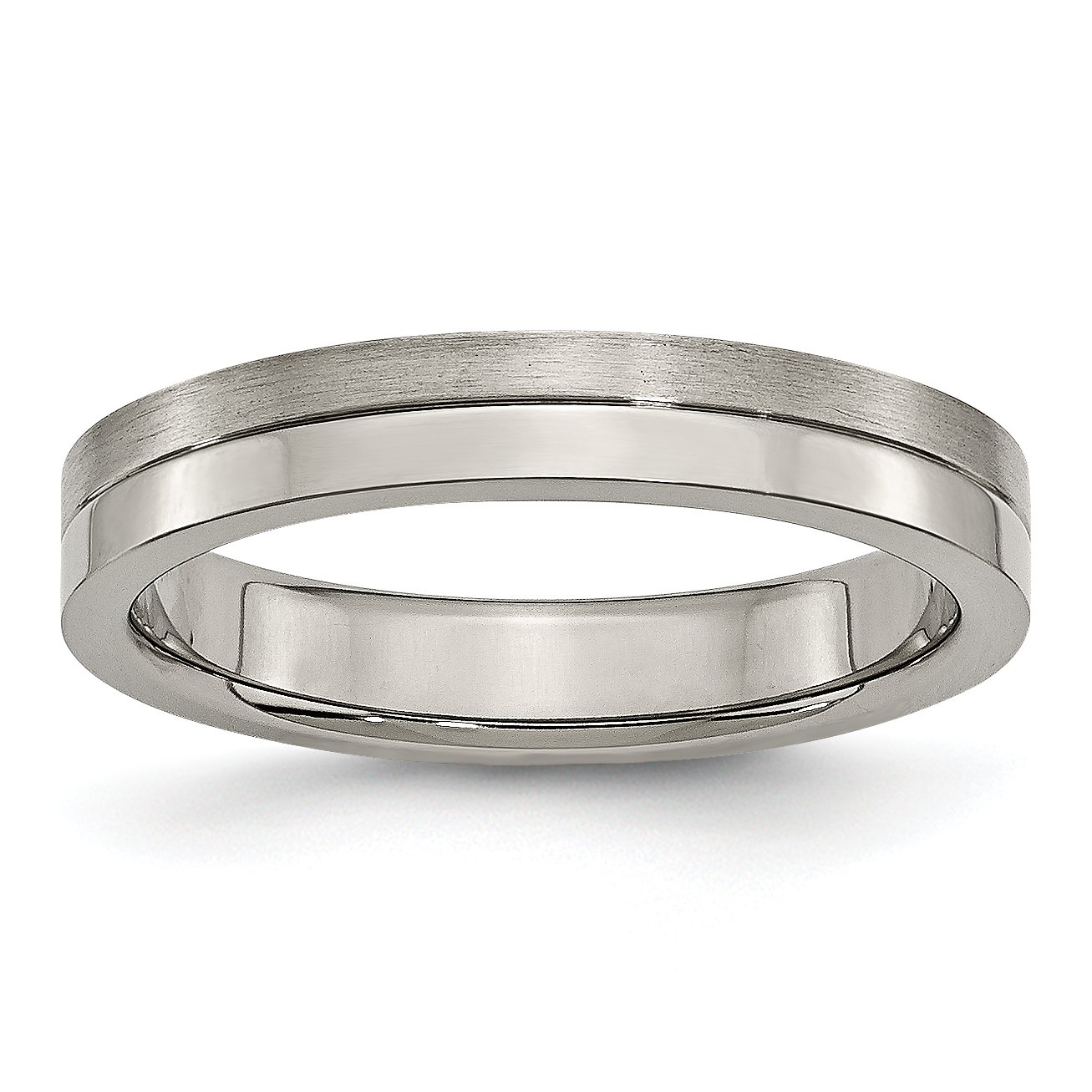 4mm Brushed & Polished Titanium Men's Wedding Band Ring - Durable & Comfortable Grooved Design for Everyday Wear & Special Occasions
