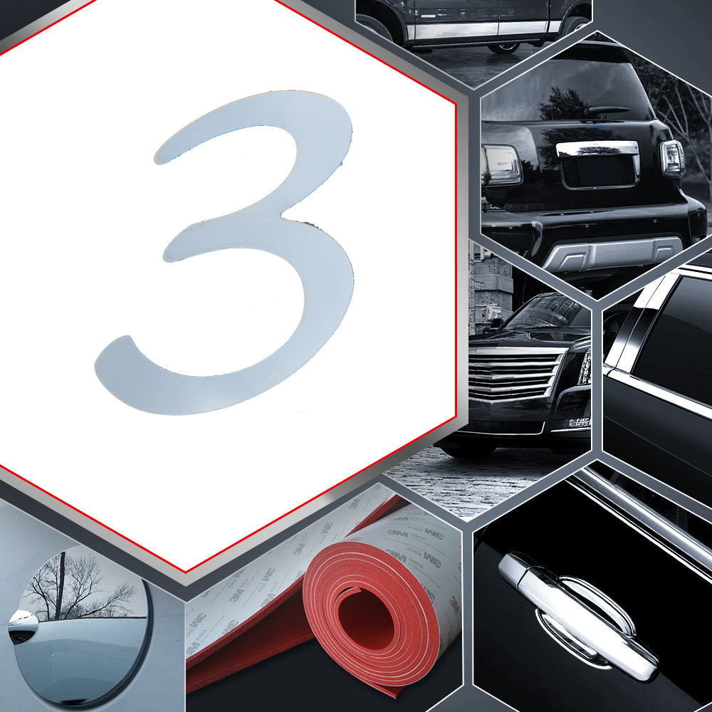1 PC Stainless Steel Number Decal - Universal Fit for Cars, Trucks & Motorcycles - Durable Metal Emblem for Vehicle Customization & Personalization