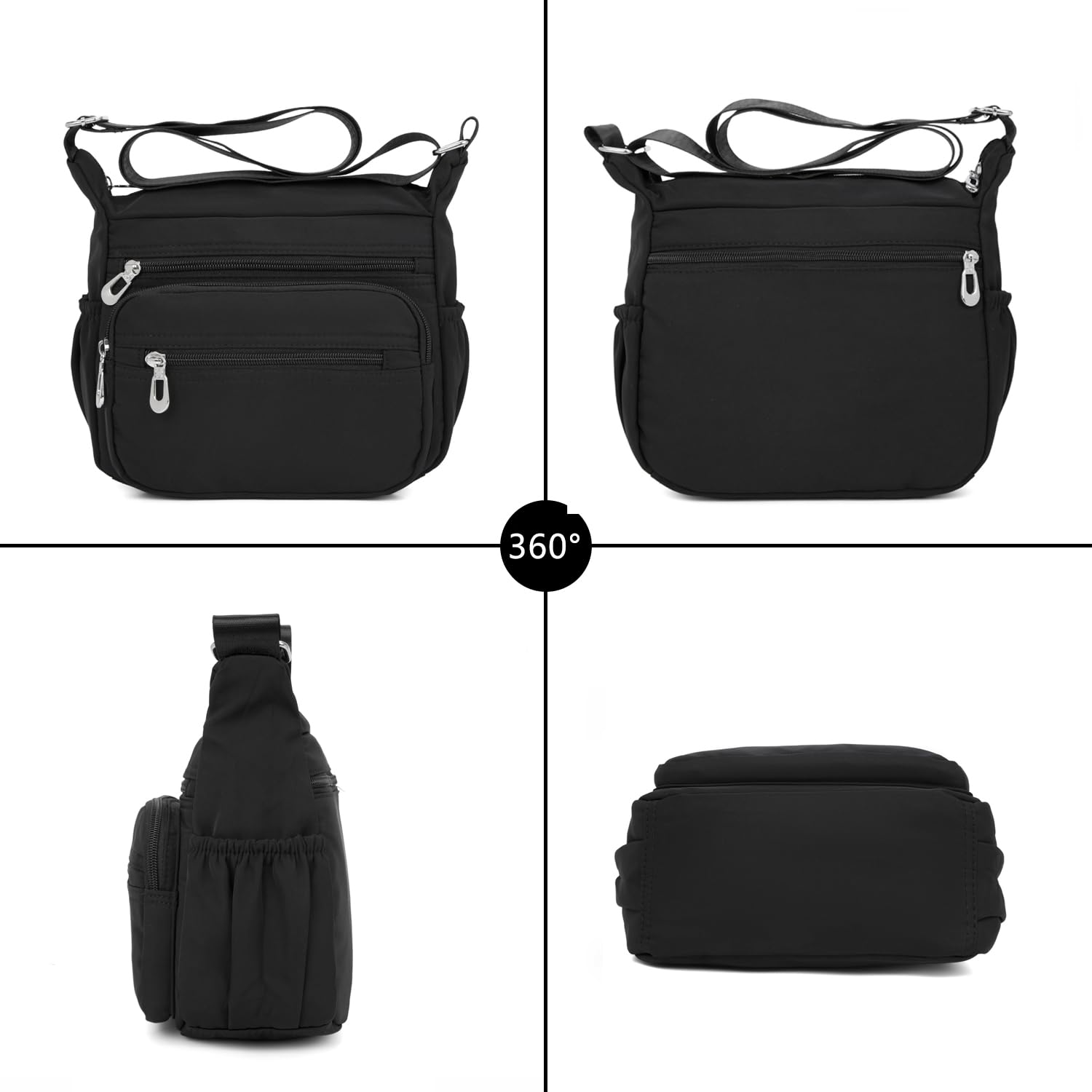 Stylish Nylon Floral Crossbody Bag for Women - Multi-Pocket Shoulder Purse with Adjustable Strap, Perfect for Travel, Shopping & Daily Use