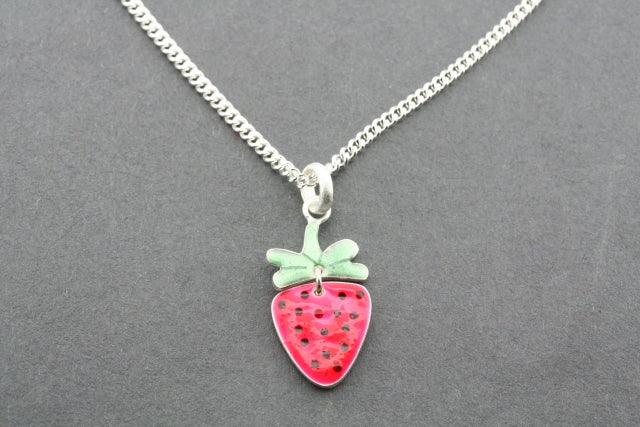 2-Piece Strawberry Pendant Necklace Set with Enamel Charm & 45cm Link Chain - Perfect for Valentine's Day Gifts, Birthday Presents & Everyday Fashion Accessories