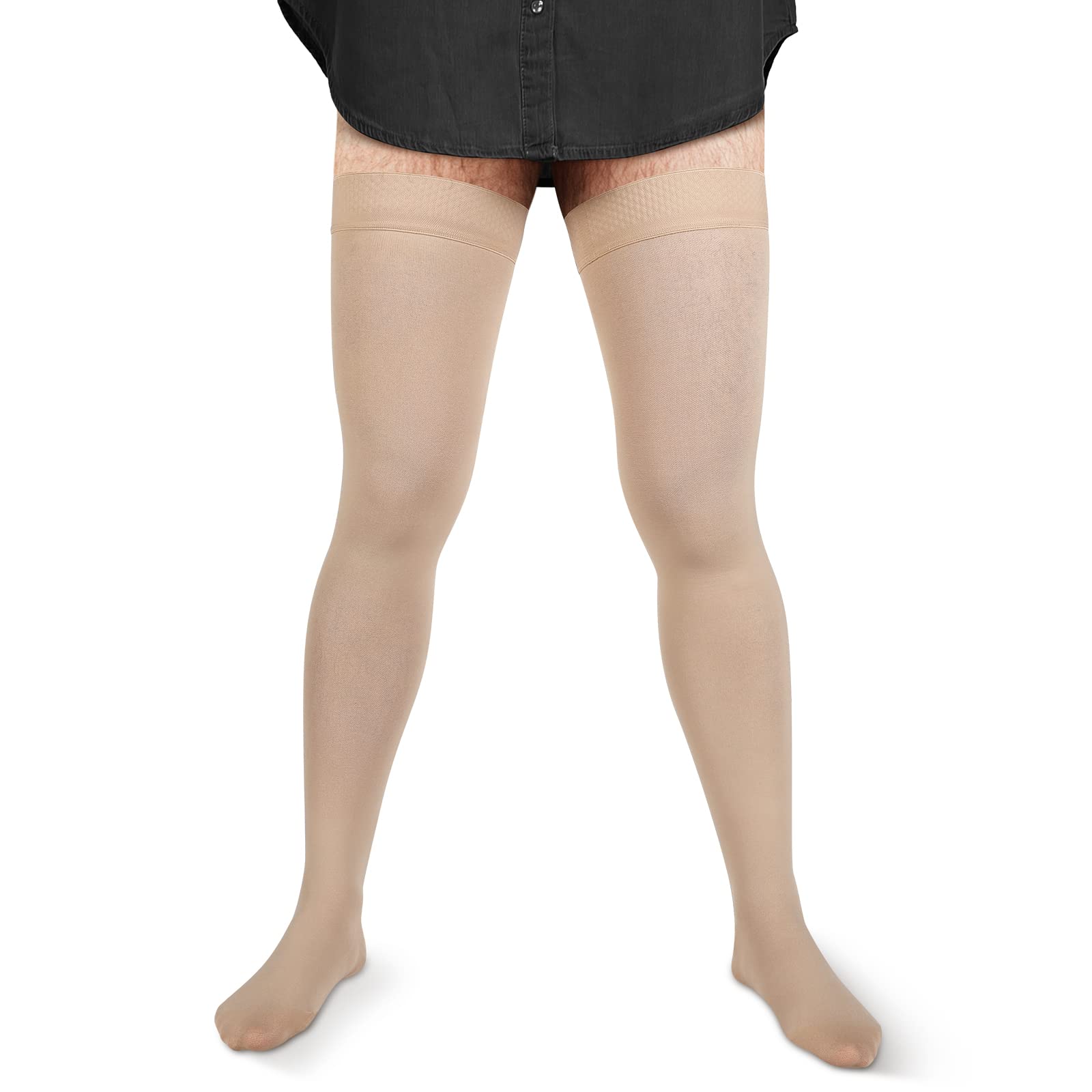 20-30 mmHg Thigh High Compression Socks for Men with Silicone Grip - Medical Grade Support Stockings for Varicose Veins & Circulation - Perfect for Travel, Work & Sports Recovery