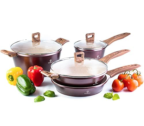 Premium 7-Piece Non-Stick Cookware Set - German Coated Pots & Pans, Dishwasher Safe, PFOA & PTFE Free - Induction Compatible - Perfect for Home Cooking, Meal Prep & Professional Kitchens