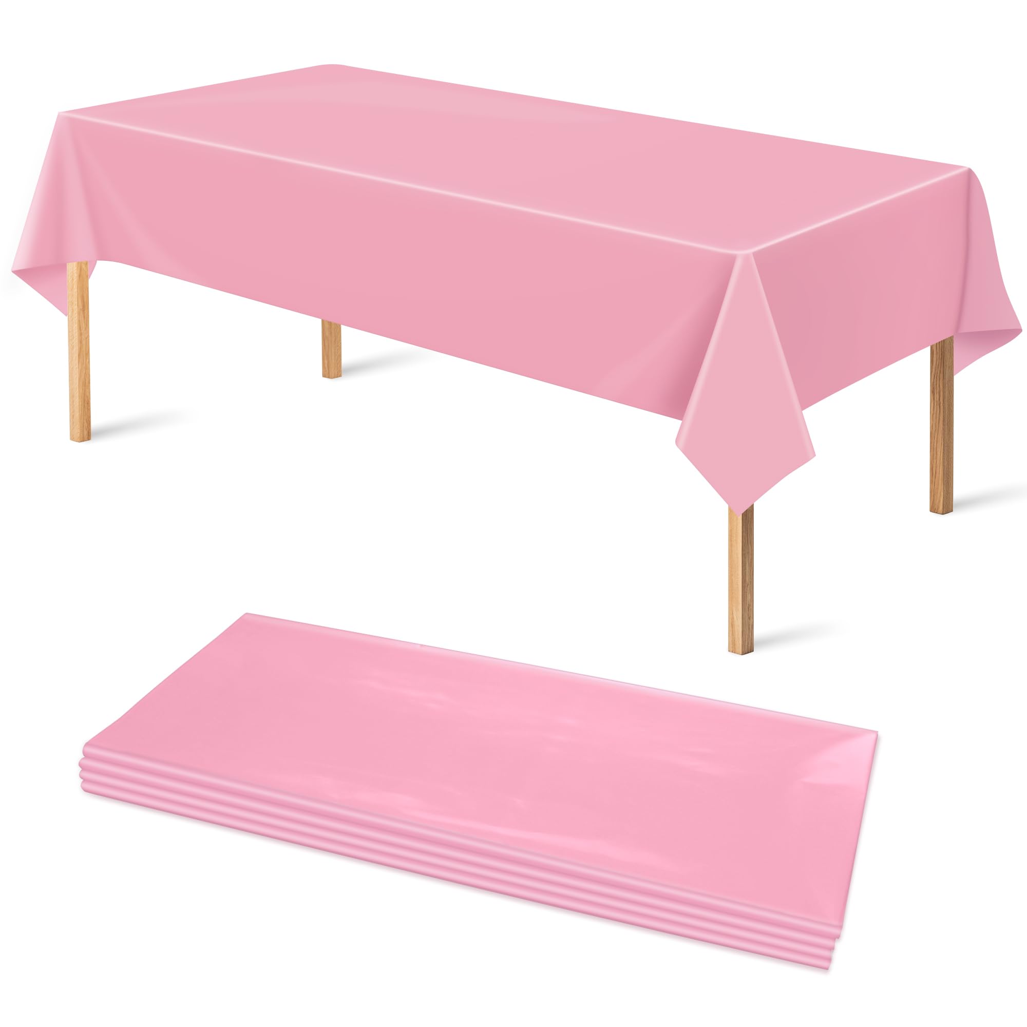 OHOME 4 Pack Disposable Plastic Tablecloths - Pink Party Table Covers for Birthday, Wedding, Baby Shower & Holiday Decorations | Waterproof & Easy Clean | Indoor & Outdoor Use