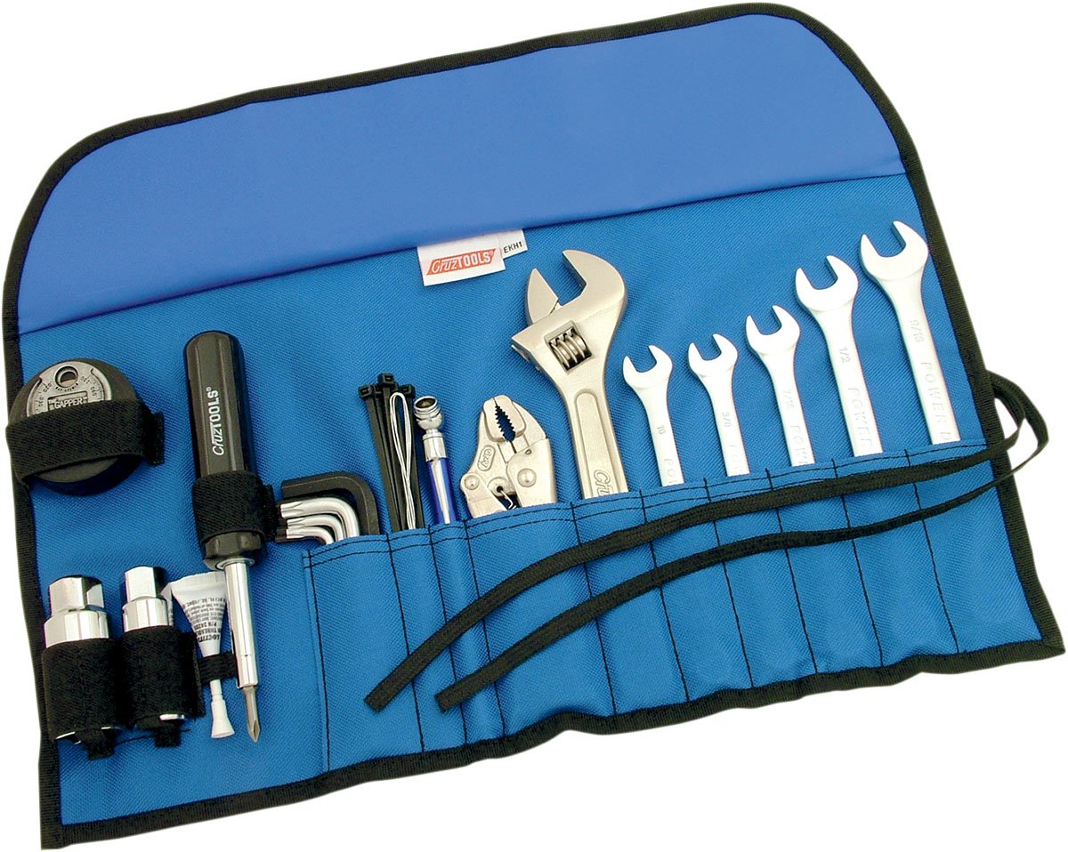 CRUZTOOLS EconoKIT Compact H1 Deluxe Motorcycle Tool Kit - 42-Piece Essential Bike Repair Set for Harley, Honda, Yamaha - Perfect for Roadside Emergencies & DIY Maintenance