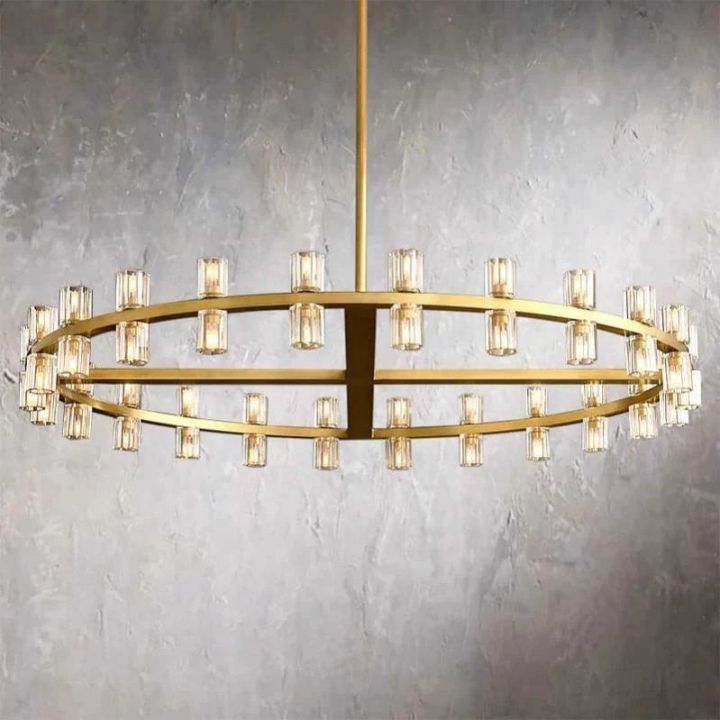 Elegant Aurora Crystal Wine Glass Round Chandelier - 48 Inch Modern Dining Room Lighting Fixture for Restaurants, Weddings & Home Decor
