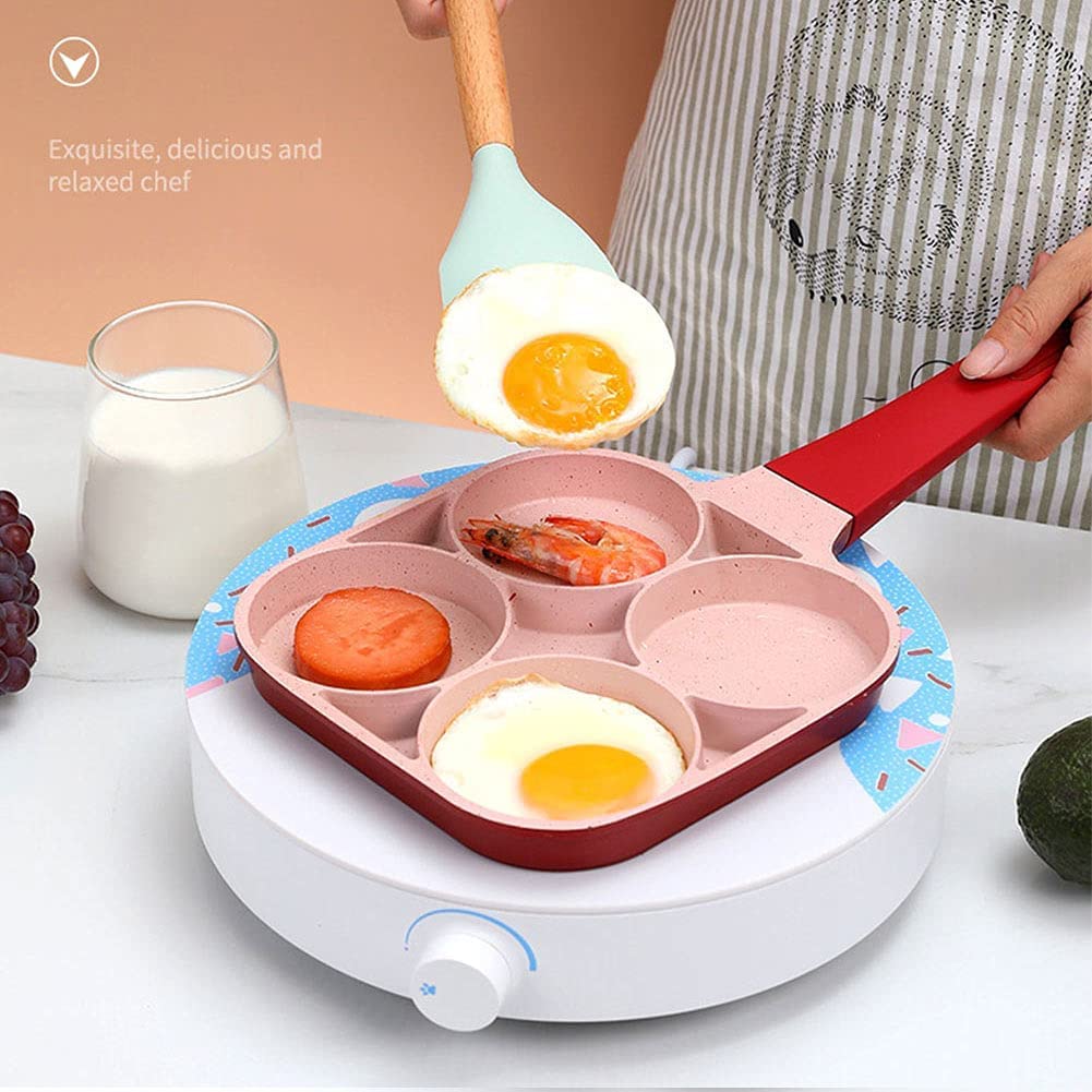 Nonstick Egg Frying Pan - 4 Cup Aluminum Alloy Pancake Griddle with Long Handle for Easy Omelette & Breakfast Cooking | Perfect for Home Kitchen, Camping & Quick Meals