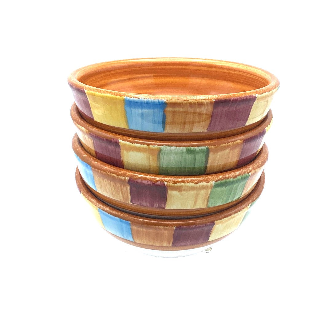 Colorful Striped Serape Cereal Bowl Set of 4 - Perfect for Breakfast, Snacks & Family Dining | Durable Ceramic Bowls for Kids & Adults