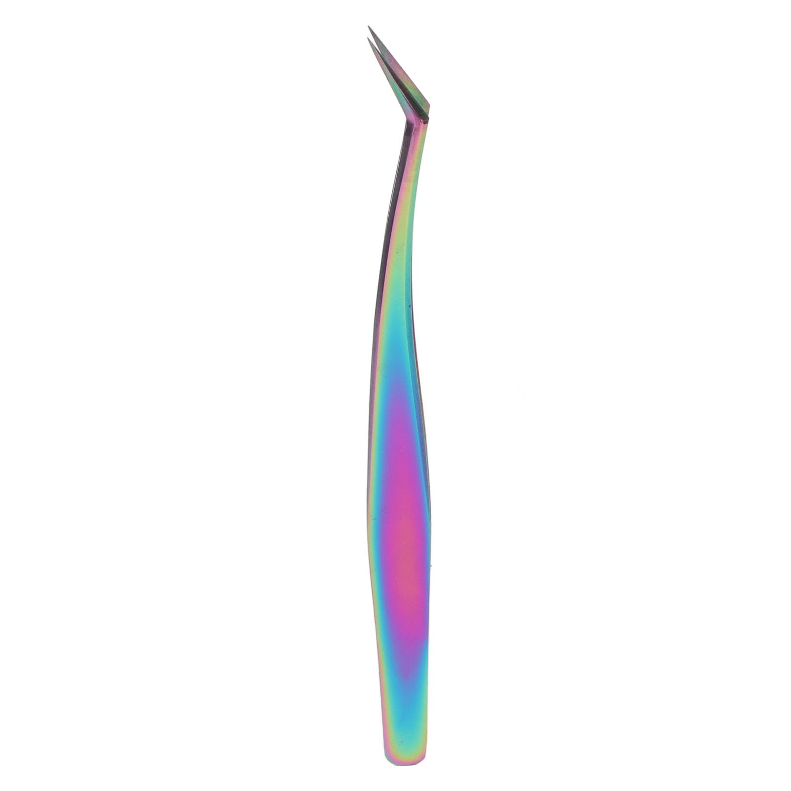 Professional Stainless Steel Eyelash Extension Tweezers - Comfortable Grip, Lightweight & Durable for False Lashes - Perfect for Salon & Home Use (Long Oblique Tweezer)