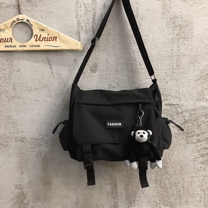 Large Capacity Unisex Shoulder Bag - Waterproof Nylon Messenger Bag for Men & Women, Japanese Korean Style Oxford Book Bag - Perfect for School, Work, Travel & Daily Commute