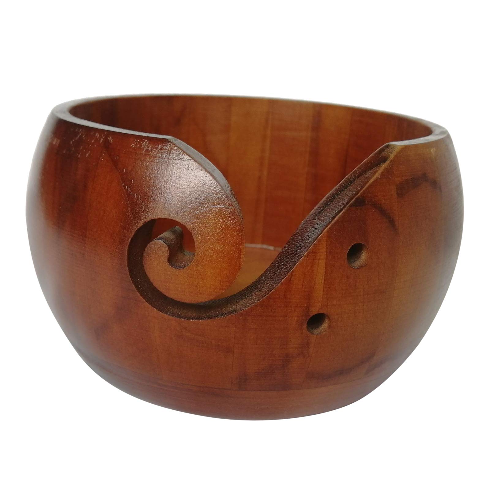 Milageto 15x8cm Wooden Yarn Bowl for Knitting & Crochet - Natural Brown Yarn Holder & Winder - Perfect for Crafting, DIY Projects & Home Decor
